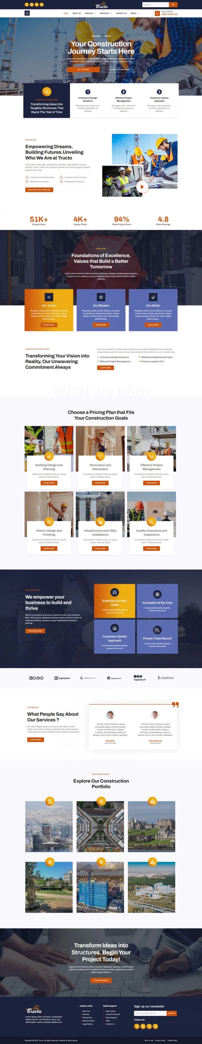 Northline — Commercial Construction Concept — full-page website preview