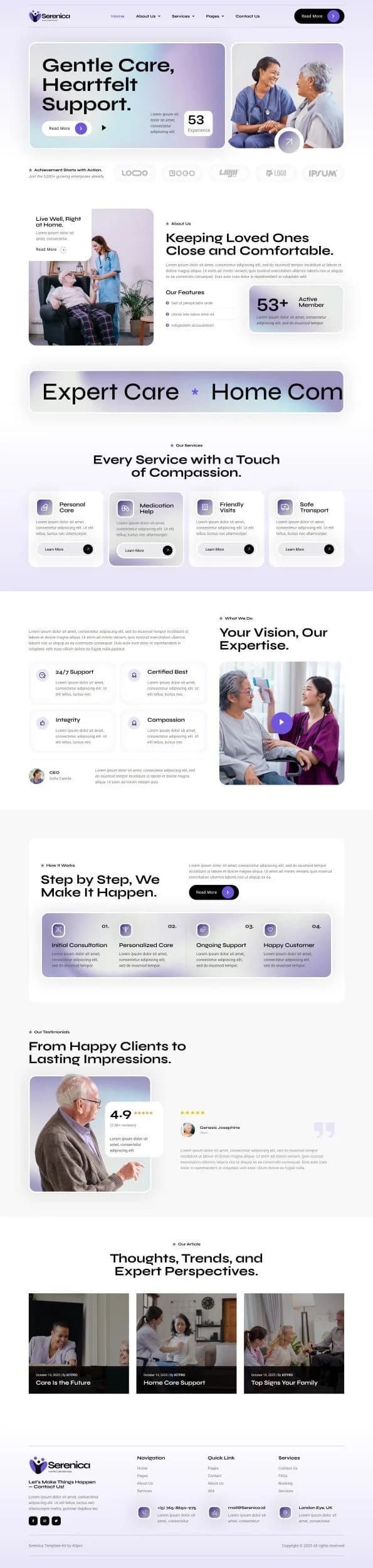 Aurelia — Home Healthcare Concept — full-page website preview