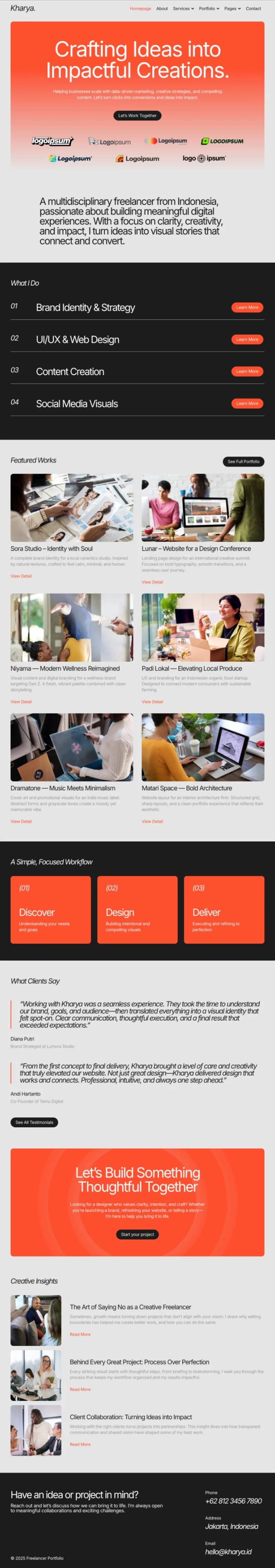 Solstice — Portfolio Concept — full-page website preview